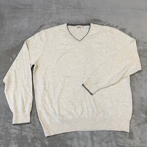 Collars & Co Cashmere V-Neck Sweater Mens XXL Gray Pullover Stretch New NWOT